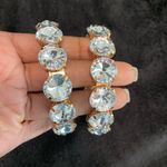 Elegant Exaggerated Chunky Gold Crystal Hoop Earrings Photo 6