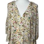 Flint&Moss Womens M Floral Boho Kimono Sleeve Top V Neck Pink Tunic Blouse Chic Yellow Size M Photo 6