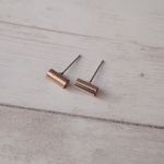 Vintage Stud Earrings Gold Tone Tube Photo 3