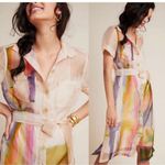 Anthropologie The Art of Aimee Clarke Organza Silk Abstract Button Down dress M Photo 15
