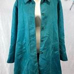 appleseed's teal green faux suede trench coat jacket size large Photo 0
