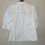 Charter Club White Puff Sleeve Blouse Pearl Gold Buttons Sz Medium Photo 5