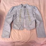 Chocolate Light Lavender Blazer with Gold Buttons Size M Photo 0