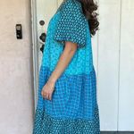 Free People 70s cottage style blue patchwork tiered dress / one size  Photo 2