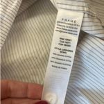 Frame Stripe Split Neck Organic Cotton Popover Top White & Mocha Stripe Large Photo 7