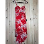 Lulus NWT  My Favorite Day Red Floral Print Tulip Skirt Midi Dress Party Size XS Photo 1