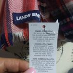 Lands' End  Women's Coral Pink Plaid Scarf Soft Fringe Photo 3