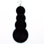 Black Wood Layered Circle Tiered Dangle Earrings Photo 3