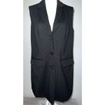Ellen Tracy Women’s Black Pinstripes Button Vest  LARGE Photo 1