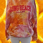 Exist  Long Beach Island Pink White Orange Tie Dye Hoodie Sweatshirt‎ Size Small Photo 0