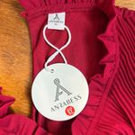 Anrabees Midi Dress XL Maroon Pleated Long Puff Sleeve Ruffle A Photo 12