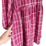 Madewell Plaid Shirred Babydoll Mini Dress 3/4 Sleeve Azalea Plaid Sz M Photo 6