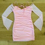 White Fox Boutique  - International Love Long Sleeve Mini Dress in Pink Photo 2