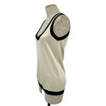 Carolina Herrera Cream Silk Black Rib Trim Tank Top Size Small Photo 3