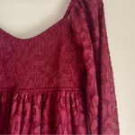 VICI  Long Sleeve Smocked Burgundy Lepoard Babydoll Dress Size Medium Photo 4