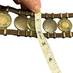 80s brown leather belt suede belt folk rustic belt metallic decoration Photo 6