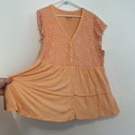 Torrid  3 Plus Size Super Soft V-Neck Lace Bodice Tiered Babydoll Top Peach Boho Photo 8