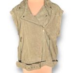 Ted Baker Louiey Convertible Perforated Suede Biker Moto Jacket Olive Green Photo 5