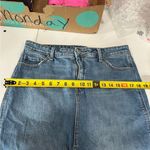 Old Navy  High Rise Raw Hem Pencil Denim Midi Skirt 10 Modest Front Slit Photo 6