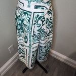 Eva Mendes Green and White Geometric Print Long Flared Skirt Sz 12‎ NEW Photo 2