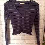 PacSun Blue Striped Cropped Sweater Photo 0