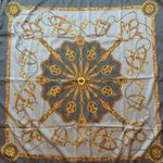 None Vintage Horse Tack Scarf Blue/Gold 32x32 Photo 3