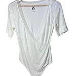 Free People Intimately Bodysuit Womens Wrap Short Sleeve Mesh Semi Sheer White Photo 0