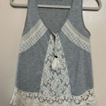 Altar'd State  Women's Tank Shirt Top‎ Sleeveless Gray White Lace Size Small Photo 0