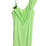 11 Honoré NEW 11 Honore Solange Midi Dress 16 Green One Shoulder Shift Woven Square Neck Photo 3
