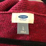 Old Navy Womens Sweater Relaxed Textured V Neck Cotton Red L Photo 2