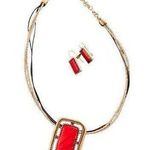 Chico's Chico’s Red Southwest Aztec Multi Strand Necklace Matching Earring Set 16-20” Photo 0