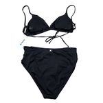 Hurley Ribbed Black 2 Piece Swimsuit Bikini Set Size XL Rib Triangle New Photo 1