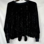 Hers & Mine  Black Velvet Tie Bottom Sweatshirt Large Photo 1