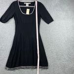 Max Studio  Knit Dress Women Medium Square Neck 3/4 Sleeve A Line White Trim Photo 2