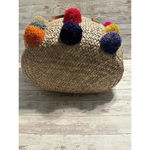Thacker NYC Straw Shoulder Bag Pom Poms Beach Pool Boho Tan Photo 5