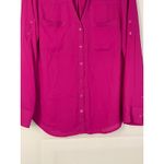 EXPRESS The Portofino Shirt Fuchsia Pink Long Sleeve Button Up Women's MEDIUM Photo 2