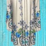 Women’s Small Boho Vintage Floral Off Shoulder Bell Sleeve Mini Dress/Tunic Top Multi Photo 7