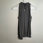 Adrianna Papell  Sleeveless Mock Neck Blouse Smock Ivory Black Gingham Photo 6