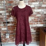 Madewell  Floral Lace Shift Dress 4 Scallop Red Short Mini Formal Cocktail Dress Photo 0