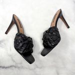 BCBGMAXAZRIA Barba Leather Woven Braided Square Toe Mule Sandal Heels Black 9 Photo 5