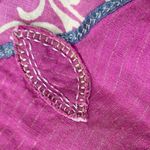 Sigrid Olsen  skirt linen floral applique gold thread flouted pink Size 6 Photo 6