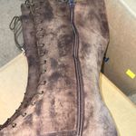 Flavio Zanasca Brown Suede Leather Lace Up Heeled Italian Designer Boots 8.5 Photo 9