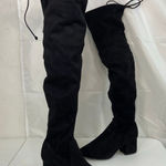 A New Day women's black faux suede knee high tall wedge chunky heel boots 7.5 Photo 0