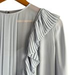 BCBGMAXAZRIA  Kristey Pleated Ruffle Bib Dress in Light Dusty Blue, Size Large‎ Photo 5