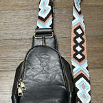 Unbranded‎ Black Vegan Leather Sling Bag Embroidered Strap Photo 0