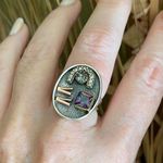 Two Tone Art Deco Rainbow Topaz & CZ Ring Size 8 Photo 3