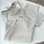 ZARA  High Rise Ecru Cream Straight Leg Trousers with Waist Tie Size Small Photo 2