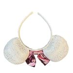 Disney Pink white SEQUIN  Minnie mouse ears costume headband hearts Halloween Photo 1
