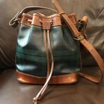Ralph Lauren  Black Watch Plaid Leather Drawstring Bucket Tote Shoulder Bag Photo 0