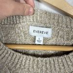 Evereve NWOT  Women’s Raw Edge Cable Knit Sweater in Beige Size L Photo 2